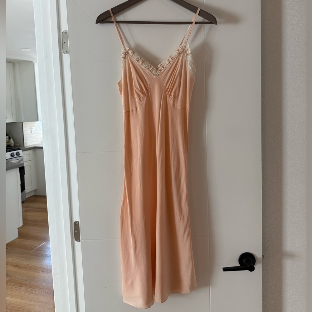 Vintage 1940s Pink Silky Slip Dress - Picture 2 of 5